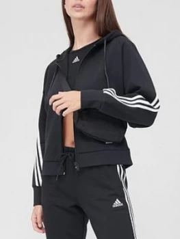 image of adidas 3 Stripe Full Zip Hoodie - Black Size M Women