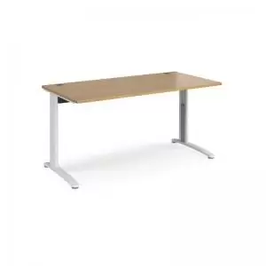 Image of TR10 height settable straight desk 1600mm x 800mm - white frame and