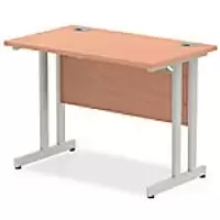 Image of Dynamic Rectangular Desk Beech MFC Cantilever Leg Grey Frame Impulse 1000 x 600 x 730mm
