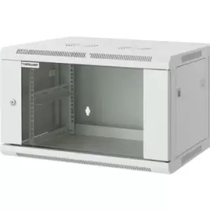 Image of Intellinet Network Cabinet Wall Mount (Standard) 6U 600mm Deep Grey Assembled Max 60kg Metal & Glass Door Back Panel Removeable Sides Suitable also fo