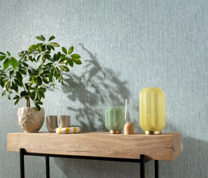 Image of Erismann Wallpaper Shadow Veil Turquoise