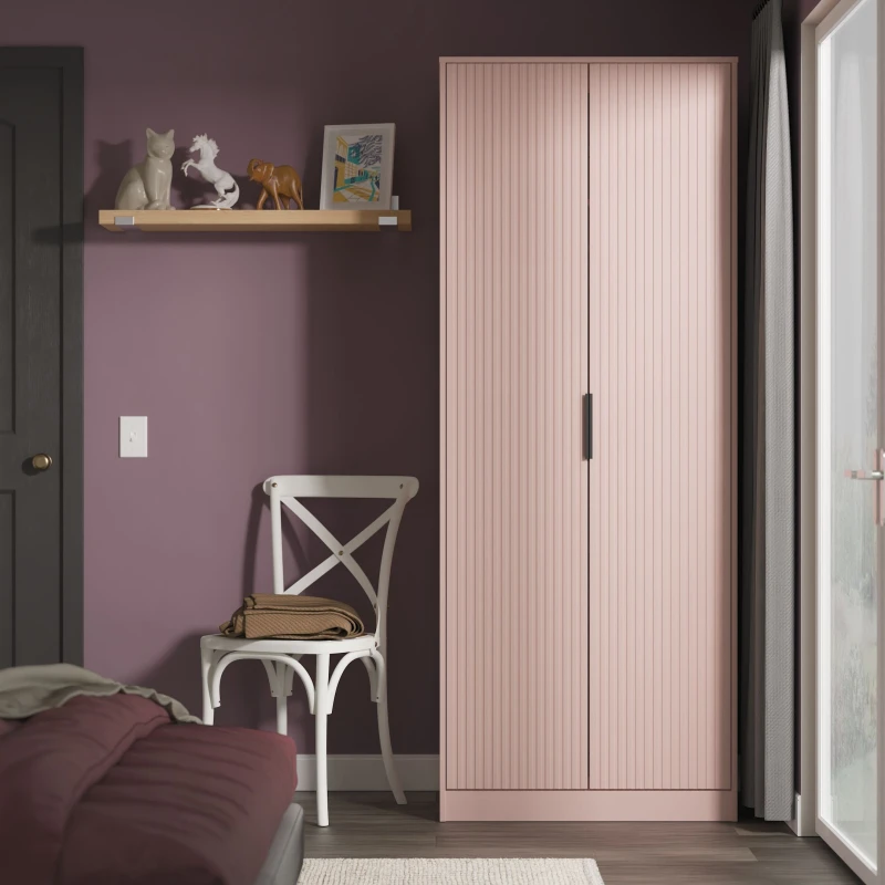 Image of Ready Assembled 2 U Menai 2 Door Wardrobe (Ready Assembled) in Dusty Pink Dusty Pink Unisex