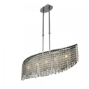 image of Telescopic Ceiling Pendant Bar 5 Light Polished Chrome, Crystal