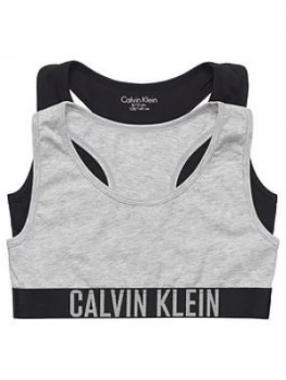 Image of Calvin Klein Girls 2 Pack Bralettes - Black/Grey, Size Age: 12-14 Years, Women