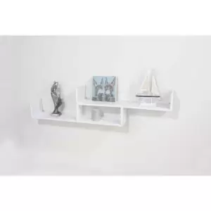 image of floating two tier wall shelf - matt white