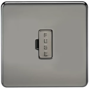 Image of KnightsBridge 13A Screwless Black Nickel Fused Spur Connector Unit Wall Plate