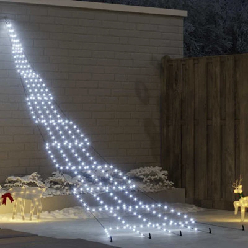Image of Vidaxl LED Christmas Tree With Ground Spikes Cool White 511cm Metal