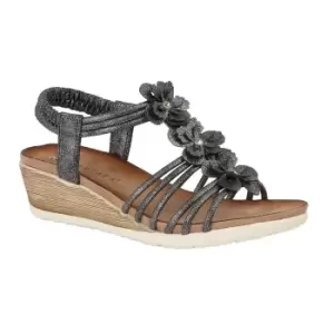 Image of Cipriata Womens/Ladies Gerina 3 Flower Halterback Wedge Sandals (5 UK) (Pewter)