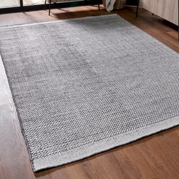 image of Basket Weave Rectangular Rug Graphite (Grey)