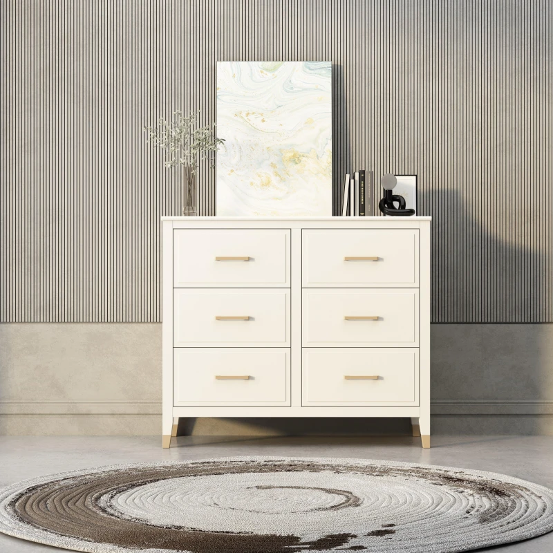 Image of Cabinet Bits Palazzi 6 Drawer Chest of Drawers in Off-White Off-White Unisex