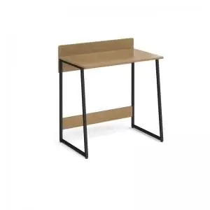 image of Kyoto home office workstation with upstand - Summer oak with black