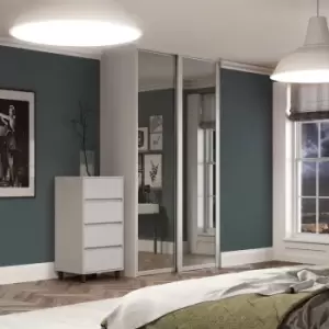 Image of Spacepro Shaker 2 Door Sliding Wardrobe Kit Dove Framed Mirror 1449 x 2260mm in Grey Steel/Glass