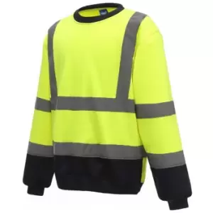 Image of Yoko Mens Hi-Vis Sweatshirt (L) (Yellow/Navy)