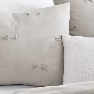 Image of DKNY Textured Fringe Standard Pillowcase, Grey