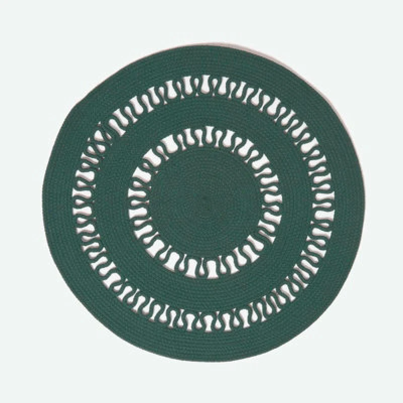 Image of Homescapes Crochet Braided Round Rug Green