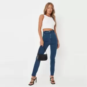 image of Missguided Seam Detail High Waisted Jeans - Blue