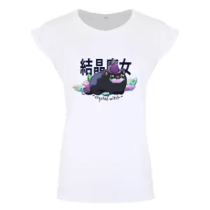 Image of Kawaii Coven Womens/Ladies Crystal Witch T-Shirt (L) (White/Black)
