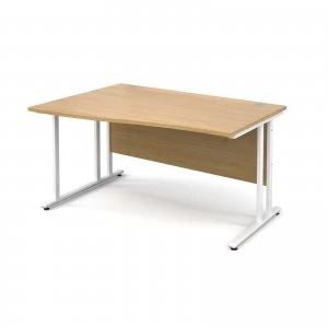 image of Maestro 25 WL Left Hand Wave Desk 1400mm - White Cantilever Frame OAK