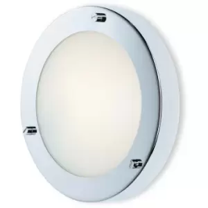 image of Rondo - 1 Light Wall / Flush Ceiling Light Chrome, Opal Glass IP54, G9 - Firstlight