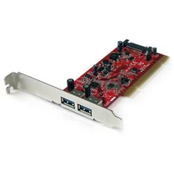 image of StarTech Dual Port PCI USB 3 Controller Card with SATA Power