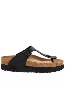 Birkenstock Gizeh Grooved Platform Bf Sandal - Black, Size 6, Women