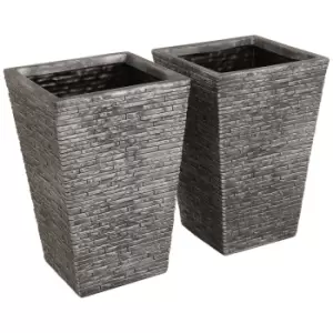 image of Pair of Tall Slate Planters (Dia. 30cm)