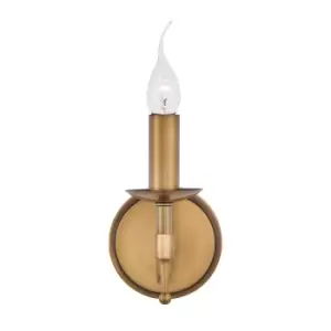 Image of Stanford 1 Light Indoor Candle Wall Light Antique Brass, E14