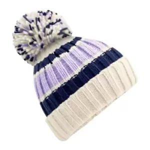 Image of Beechfield Unisex Adult Hygge Striped Beanie (One Size) (Blueberry Cheesecake)