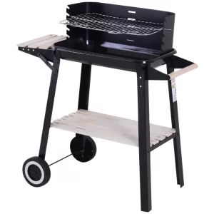 image of Outsunny Charcoal BBQ Grill, 87Lx45Wx83H cm-Black