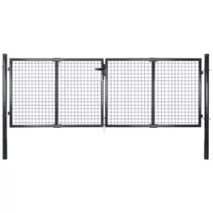 Image of Mesh Garden Gate Galvanised Steel 289x125cm Grey Vidaxl Grey
