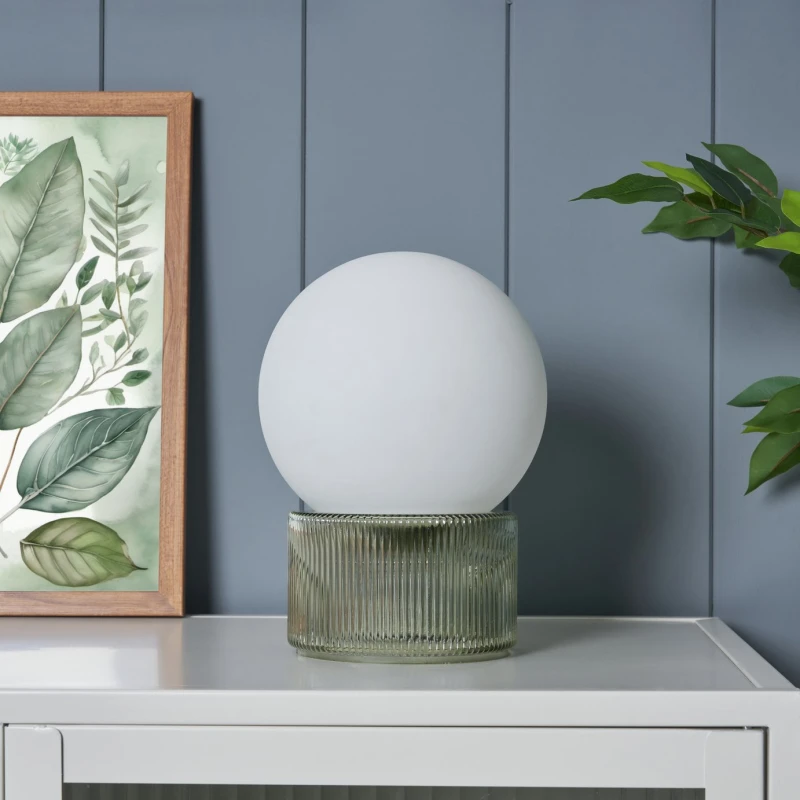 Image of BHS BHS Orbi Opal Glass Table Lamp - Green