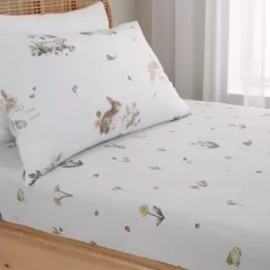 image of 'Bunny Rabbit Friends' Cotton Fitted Sheet