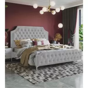 Image of Gaia Bed Double Plush Velvet Silver
