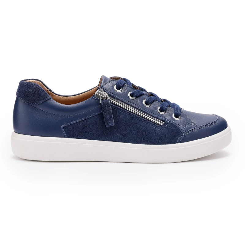 Image of Hotter Womens Wide Fit 'Chase II' Deck Shoes in Navy Size: 5 Navy Female 5