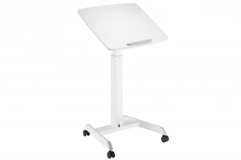 image of ProperAV Mobile Sit-Stand Desk Workstation - White