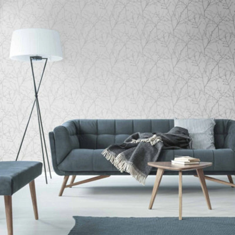 Image of Superfresco Easy Innocence Branch Metallic Wallpaper White