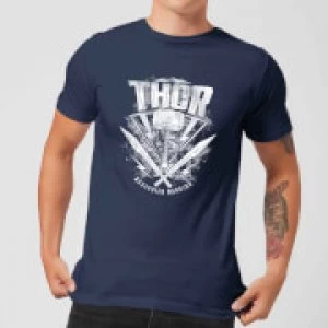 Image of Marvel Thor Ragnarok Thor Hammer Logo Mens T-Shirt - Navy - L