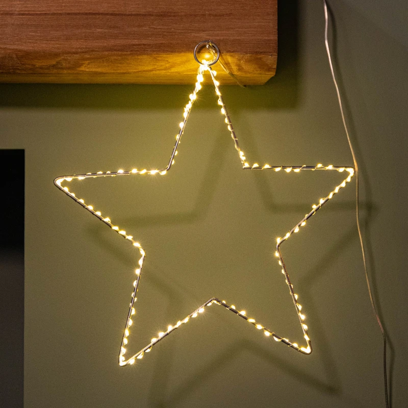 Image of 30cm Light up Dewdrop Christmas 2D Star with 120 Warm White LEDs & Timer Function