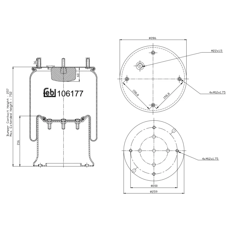 Image of FEBI BILSTEIN 106177 Boot, air suspension Boot,air suspension (324)