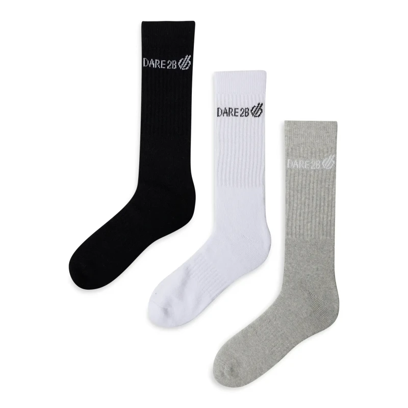 Image of Dare 2b Dare 2b Movement Crew Socks 3 Pack in Charcoal Size: 6-8 Charcoal 6-8 Unisex 5063019923437