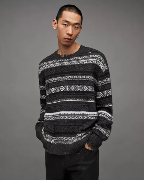 image of AllSaints Halldor Fair Isle Oversized Fit Jumper