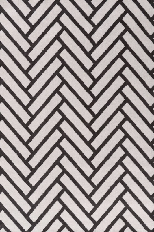 Image of THE RUGS Loft Herringbone Living Room Area Rug & Runners Soft Pile in Dark Grey Size: 80cm x 150cm Dark Grey Unisex 80cm x 150 cm
