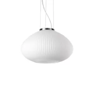 image of Plisse Globe Dome Pendant Ceiling Light Chrome 35cm