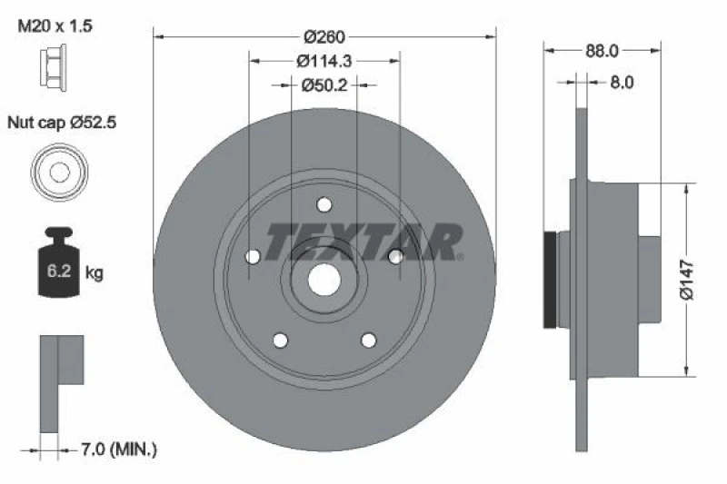 Image of Brake disc TEXTAR 92196003
