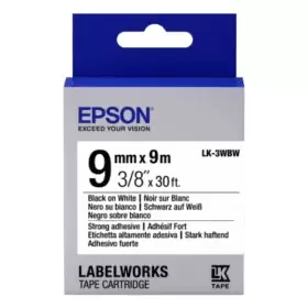 image of Epson LK-3WBW Black on White Labelling Tape 9mm x 9m