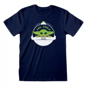 Image of Star Wars: The Mandalorian Mens Floating Pod The Child T-Shirt (L) (Navy)