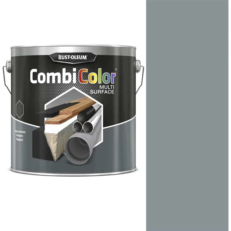 Image of Rust Oleum Satin Multi Surface Paint 7482MS.0.75 Colour: Steel Grey