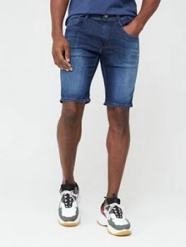 Image of Replay Hyperflex Clouds Anbass Denim Shorts - Dark Indigo, Dark Indigo, Size 28, Men