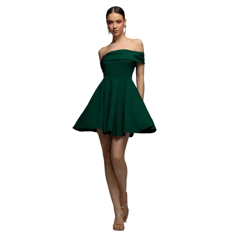 Image of Goddiva Mini Bustier Skater Dress in Crepe Womens Goddiva Vert Female 36