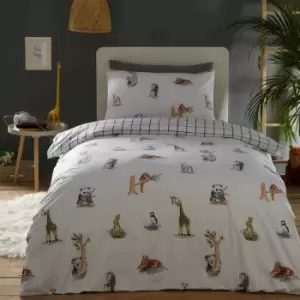 image of Kids Club Wildlife Single Duvet Set Animal Themed Reversible Duvet Cover Set Bedding Bed Set